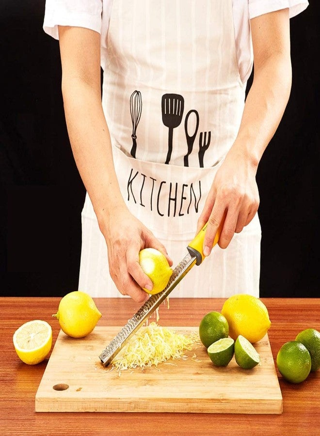 Ramkuwar Stainless Steel Food Grater - Flat Handheld Grater and Zester for Cheese, Vegetables, Ginger, Garlic, Citrus, Chocolate, Fruits, and More, Durable Kitchen Tool, Yellow Handle (1 Piece) - Image 3
